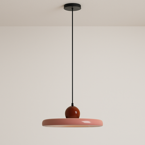 Luminária Pendente Moderna Minimalista Metal Dinky - Vinho e Vermelho / Ø20cm / Branco Quente (3000K) - ORNE™