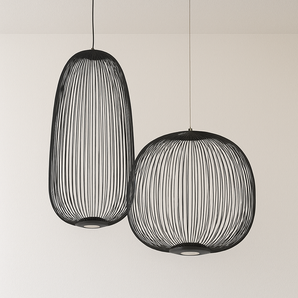 Luminária Pendente Moderna Minimalista Metal LED Preto Aral - Ø70x73cm / Branco Quente (3000K) / Preto - ORNE™