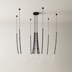 Luminária Pendente Moderno Minimalista Metal LED Soto Zes - 120x160cm / Preto / Branco Quente (3000K) - ORNE™