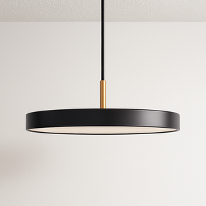 Luminária Pendente Moderno Minimalista Metal LED Suit - Preto / Ø23cm / Branco Quente (3000K) - ORNE™