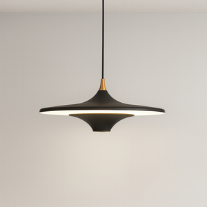 Luminária Pendente Moderna Minimalista LED Metal Yui - Ø35cm / Preto / Branco Neutro (4500K) - ORNE™