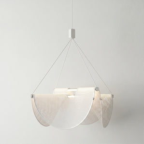 Luminária Pendente Moderno Minimalista Tecido Metal Branco LED Calle — ORNE