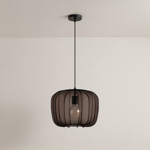 Luminária Pendente Moderna Minimalista Tecido Morgaro - Ø40cm / Preto / Tecido e Alumínio - ORNE™