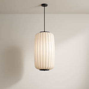 Luminária Pendente Moderna Minimalista Tecido Shells - Ø25x50cm / Branco - ORNE™