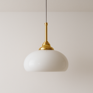 Luminária Pendente Moderna Minimalista Vidro Bagliore - Branco e Dourado / Ø20x19cm - ORNE™