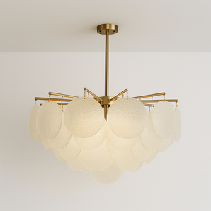 Luminária Pendente Moderna Minimalista LED Metal Vidro Circles - Dourado / Alumínio e Vidro / Branco Quente (3000K) - ORNE™