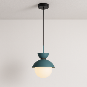 Luminária Pendente Moderna Minimalista Metal Vidro Goele Van - Azul e Azul - ORNE™