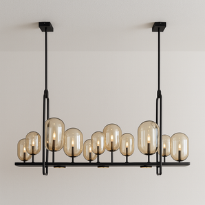 Luminária Pendente Moderno Minimalista Vidro Âmbar Glow - 120cm - ORNE™