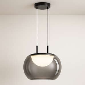 Luminária Pendente Moderna Minimalista Metal Vidro LED Hurri - Ø26cm x 26cm / Branco Quente (3000K) - ORNE™
