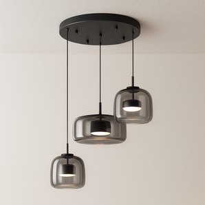 Luminária Pendente Moderno Minimalista Vidro Zahraa Round - Fumê - ORNE™
