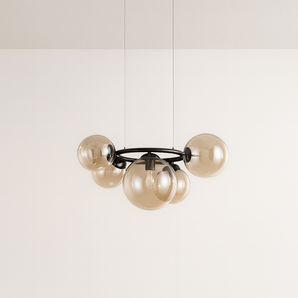 Luminária Pendente Moderna Minimalista Vidro Metal Podil - 56cm / Âmbar / Vidro - ORNE™