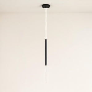 Luminária Pendente Moderna Minimalista Metal Vidro Tubo Sora - Preto / Modelo A / Branco Quente (3000K) - ORNE™