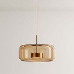 Luminária Pendente Moderno Minimalista Vidro Zahraa - Âmbar / Ø35cm - ORNE™