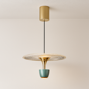 Luminária Pendente Moderna Minimalista LED Acrílico Metal Kimiatto - Verde / Branco Quente (3000K) - ORNE™