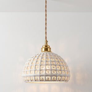 Luminária Pendente Retrô Vintage Cerâmica Metal Dália — ORNE